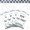 24PCS Two Fast Racing Car Birthday Gift Bags with Checkered Tissue Paper, Blue Race Car Checkered Favors Bag with Handles for 2nd Birthday Party Supplies view 3