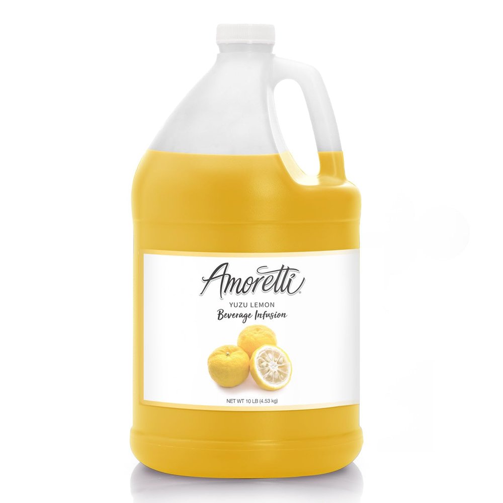 Amoretti - Yuzu Lemon Beverage Infusion, (10 lbs) - Drink Mix & Water Enhancer with Pump for Flavoring Cocktails, Waters, Teas, Mocktails, and other Beverages, Preservative Free, Gluten Free