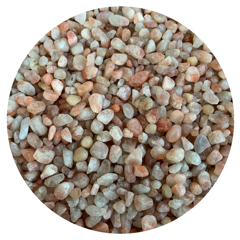 2 oz Lot Natural Semi Tumbled Gemstone Chips, Crushed Mini Crystals, Undrilled Crystal Chips (Sunstone)
