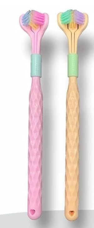 2 Pcs Random Color Three-Sided Soft Hair Toothbrush, Effective Wrap-Around Design, Deeply and Thoroughly to Clean Teeth and Gums, Suitable for Adults and Children Toothbrushes Accessories Oral Care