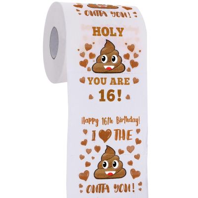 16th Birthday Gifts for Boy or Girl Toilet Roll Paper - Sweet 16 Birthday Decorations, Party Supplies Favors - Funny Bday Present for Him, Her, Friends - 16 Years Old Gift Ideas - Brown
