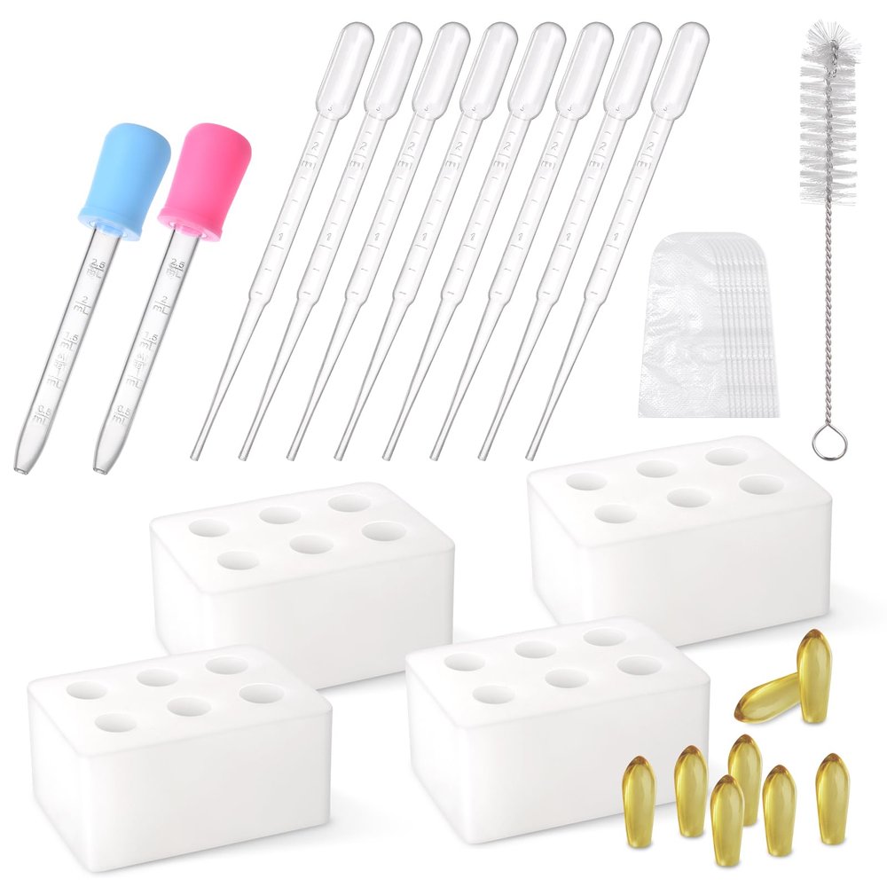 NFFTYUUT Reusable Silicone Suppository Molds Kit, 2ML | Includes 4 Suppository Mold Trays and 10 Droppers, Ideal for DIY Suppositories Making for Applicators, Durable Suppositories Mold for Women, Men