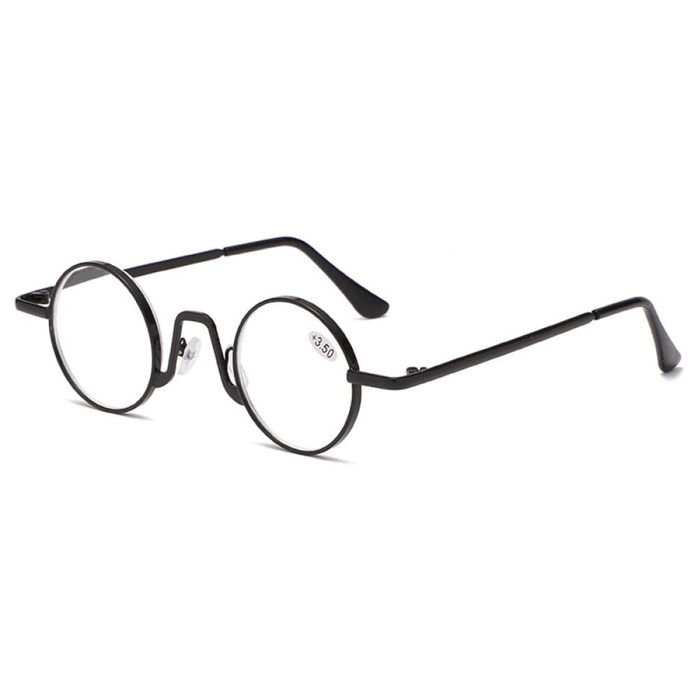 XINGNIAN 40mm Creative Small Round Black Reading Glasses Presbyopic Glasses Steampunk Fashion Retro Metal Readers +2.00