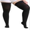 Extra Wide 4XL 15-20 mmHg Compression Stockings for Men and Women, Over The Knee Compression Hose with Closed Toe, Dot-Top, Thigh High Length for Circulation, Arthritis, Edema, Swelling, Black view 1