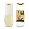 JOLLY CHEF 48 Pack Plastic Champagne Flutes, 9 oz Gold Stemless Champagne Flutes, Plastic Champagne Glasses, Shatterproof Recyclable Mimosa Glasses for Party, Wedding, Christmas, Birthday view 1
