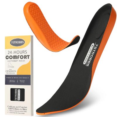 7STROBBS Cushion Insoles for Mens,Shock Absorbing Gel Shoe Inserts for Foot Pain Relief,Replacement Comfort Inner Soles for Work Boots(Black-US8)