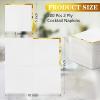 200 Pcs 2 Ply White Napkins with Gold Trim Cocktail Napkin Gold Foil Beverage Napkins Dessert Disposable Decorative Cocktail Napkin Paper for Wedding Birthday Anniversary view 2