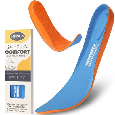 7STROBBS Cushion Insoles for Mens,Shock Absorbing Gel Shoe Inserts for Foot Pain Relief,Replacement Comfort Inner Soles for Work Boots and All Day StandingBlue-US9