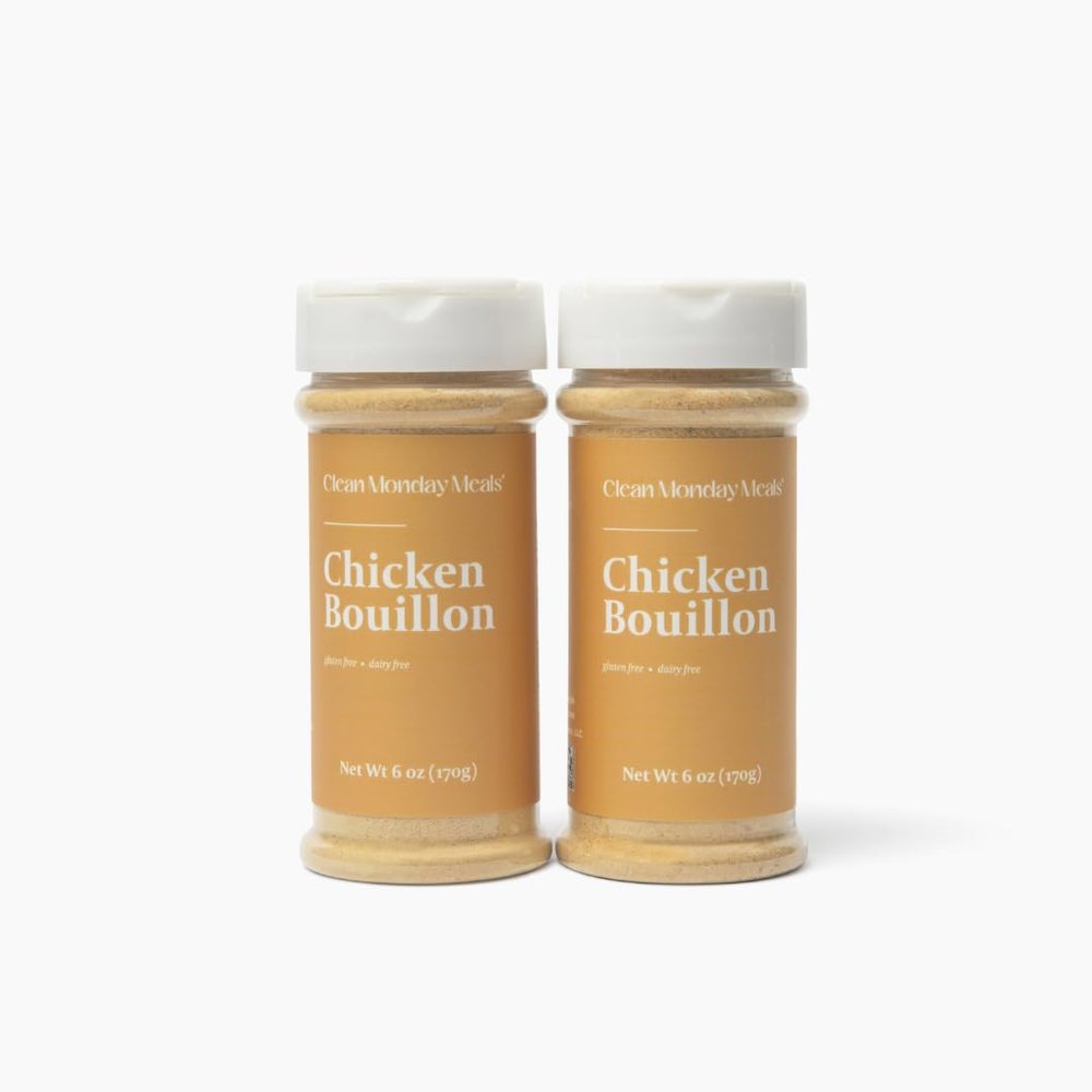Clean Monday Meals Chicken Bouillon Powder | Gluten Free, Dairy Free, No Artificial Flavors or Additives | Real Chicken Stock Base for Soups, Sauces & Meal Prep | 2-Pack, 100 Servings