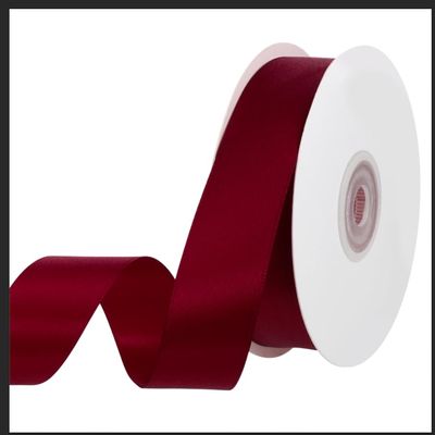 woric Red Ribbon 1 Inch 30 Yards Double Faced Burgundy Satin Valentine Ribbon for Hair Bows Gift Wrapping DIY Crafts Wedding Event Valentine's Day Decorations