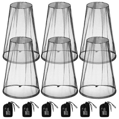 HESTYA 6 Pack Mosquito Head Net for Outdoor Face Neck Protecting - Insects Mesh Bug Net (Black)