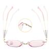 XINGNIAN 2 Pairs of New Rimless Diamond Trimming Anti-Blue Light Reading Glasses Fashion Metal Gradient Pink Sunglasses Readers view 3