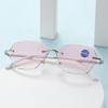 XINGNIAN New Rimless Diamond Trimming Silver Anti-Blue Light Reading Glasses Fashion Metal Gradient Pink Sunglasses Readers view 4