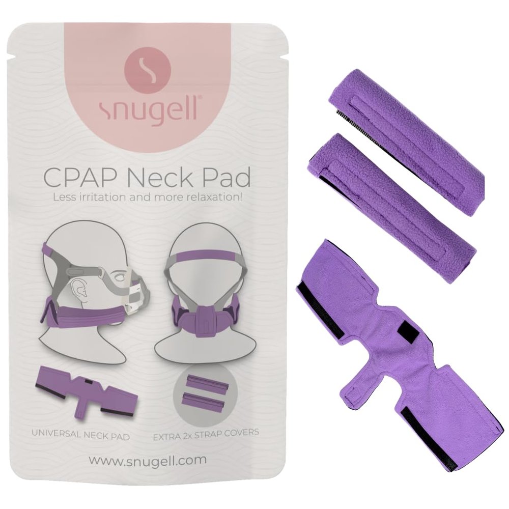 Snugell CPAP Headgear Strap Covers & Neck Pad Cushion (Purple)  Ultra-Soft Fleece CPAP Mask Cushion for Comfort & Skin Protector - Ergonomic Design for All Major Brands Provides Ultimate Comfort