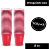 Hanna K. Signature Collection Red Plastic Cups 18 Oz. Solid Color Premium Heavy Weight Disposable Party Cups 100 Count - Elegant & Durable, Perfect for Parties, Weddings & Everyday Use view 3