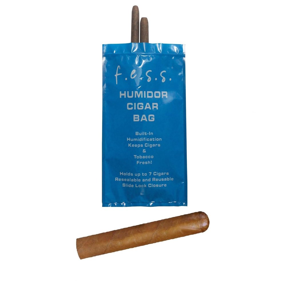 f.e.s.s. 1 Pack FESS Products Travel Pouch Cigar Bag Pressl and lock Humidor Humidifier, blue