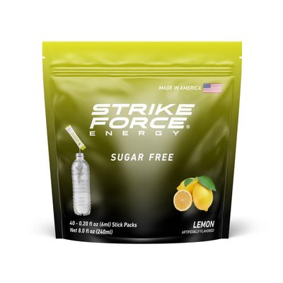 Strike Force Energy Drink Mix - Grape Flavor - Natural Tasting Caffeine Drink - Turn Any Drink into a Healthy Energy Drink - Zero Calories, Keto Friendly, Sugar Free, Pre Workout (40 Count, Lemon)