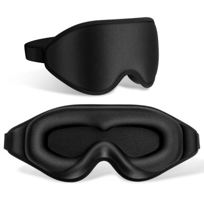 FlyCoco 99% Fully Block Out Light Eye Sleep Mask, 3D Deep Contoured Eyes Cover Zero Pressure, Long Lash Extension Eyes Mask with Adjustable Straps for Sleeping Travel Home Nap Rest Women Men (Black)