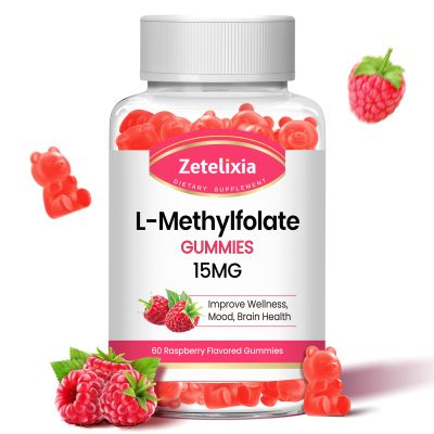 Zetelixia L-Methylfolate 15mg & Methyl B12 Gummies, Folate Supplement for Brain Health, Mood & Immunity, DNA Synthesis & Repair, Sugar Free, Vegan, Raspberry Flavor, 60 Count