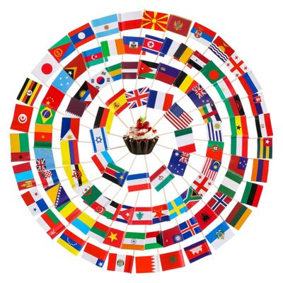 Flags Of The World Toothpick Flags 100Pcs Different Country Flags On Sticks Mini Flags Of The World Double Sided Tiny World Flags Cupcake Toppers Eurovision