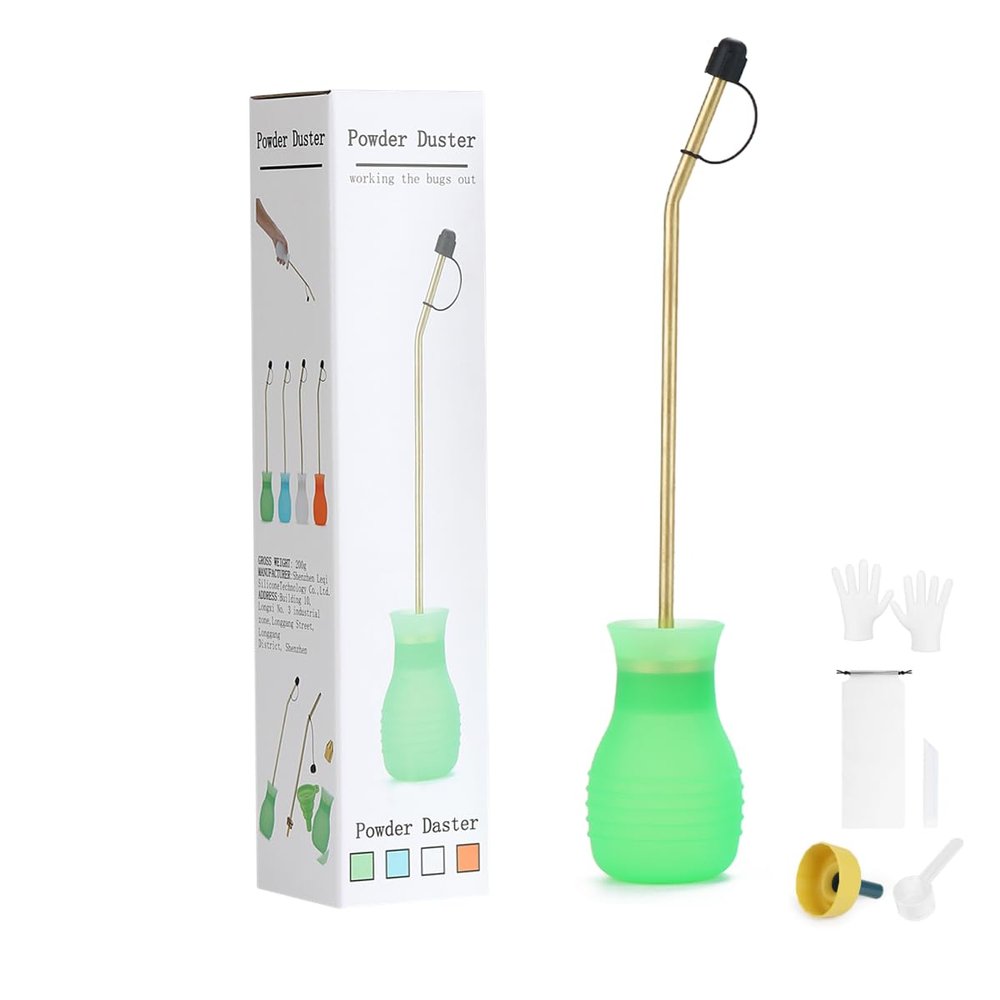 DustFlux Powder Duster/Large Diatomaceous Earth Bulb Duster/Powder Applicator - Diatomaceous Earth Bulb/Applicator (Green)