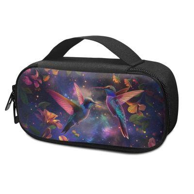 Suhoaziia Hummingbirds Floral Print Insulin Pen Cooler Travel Case with Handle Daily Life and Trip Storage Bag for Glucose Meter, Test Strips, Lancets & Diabetic Supplies Easy to Use & Carry