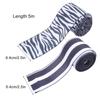 2 Rolls Black and White Checkered Stripe Wired Ribbons Christmas Striped Ribbon Zebra Print Buffalo Plaid Ribbon for Gift Wrapping Birthday Party Decoration DIY Crafts(Stripe) view 4