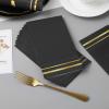 Tamone 100PCS 3-Ply Black Paper Napkins - Black and Gold Napkins Disposable - Premium Quality Black Napkins Soft and Absorbent for New Year, Wedding and Birthday view 4