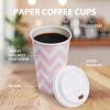 Tamone 100 PACK 16OZ Disposable Coffee Cups with Lids, To Go Coffee Cups with Lids Leak Proof, Pink Paper Cups for Cold/Hot Beverage Chocolate Cocoa for Home Office Party view 3