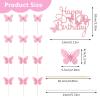 13pcs Happy Birthday Cake Topper for Girls Women's Pink Cake Decorations Wedding Butterfly Beautiful Glitter Butterfly Party Supplies Cupcake Decorators Suitable for Girls Birthday Celebrations view 2