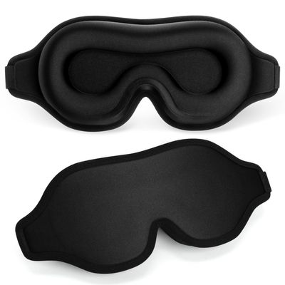 FlyCoco Blackout Eye Mask for Sleeping, 3D Contoured Cup No Pressure Sleep Mask with Adjustable Strap, Ultra-Thin Sides Breathable Lightweight Soft Eye Cover for Men Women Home Travel Airplane Party
