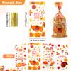 Yicelerate 100 Pack Thanksgiving Treat Bags, Fall Treat Bags, Thanksgiving Candy Bag Plastic Cellophane Goodie Autumn Pumpkin Maple Leaves Cookie Gift Bag with Twist Party Favors Supplies view 2