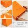 Silkfly Thank You Gift Bags with Handle 12x10x4'' Welcome Return Gifts Bag with Bow Ribbon for Wedding Bridesmaid Baby Shower Birthday Housewarming Employee Appreciation Day(Orange, Gold,12 Pcs) view 3