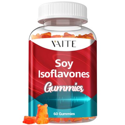 Soy Isoflavones Supplement for Women  Non-GMO Phytoestrogens for Menopause Relief, Hot Flashes, Hormonal Balance, Genistein, Soy with Isoflavones, Bone Health Support  60 Vegan Chewable Gummies