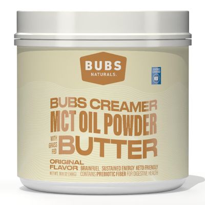 BUBS Naturals Halo Cream MCT Oil Powder  Coffee Creamer for MCT Wellness & Keto Lifestyle Support  C8 C10 from Coconut Oil & Grass-Fed Butter  Supports Brain Fuel & Low-Carb Metabolism, 300g Tub