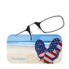 Always With You ThinOptics Readers - Armless On-Nose Reading Glasses - Slim Printed Case Attaches to Phone or Fits in Wallet - American Beach 1.0x view 2