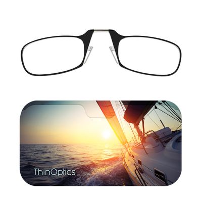 Always With You ThinOptics Readers - Armless On-Nose Reading Glasses - Slim Printed Case Attaches to Phone or Fits in Wallet - Sailing 1.0x