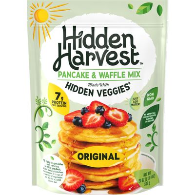 Hidden Harvest Original Pancake & Waffle Mixes: Non-GMO Project Verified, Made with Hidden Veggies You Can't See or Taste, 7g of Protein per Serving, Just Add Water, Fluffly Pancakes for a Delicious Breakfast (20 oz)