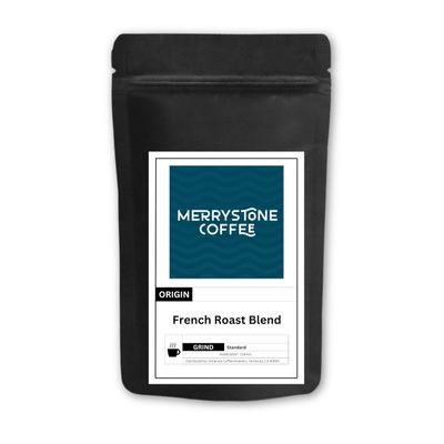 Merrystone Coffee French Roast Blended Medium Roast Espresso Ground Coffee, 12 OZ Bag, Roasted to Order Multi-Origin Arabica Espresso Latte & Cappuccino, Smooth Balanced Cup, Small-Batch