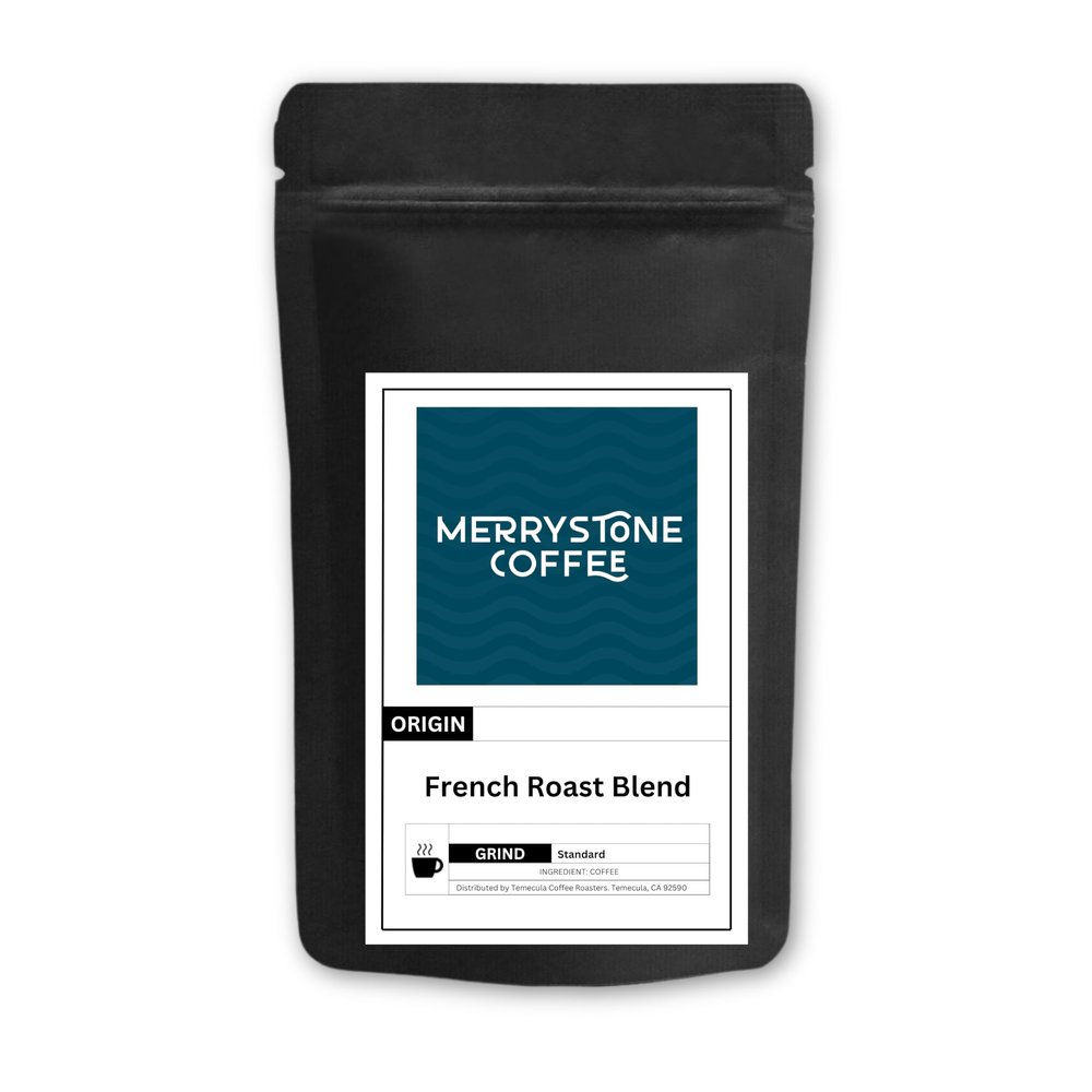 Merrystone Coffee French Roast Blended Medium Roast Espresso Ground Coffee, 12 OZ Bag, Roasted to Order Multi-Origin Arabica Espresso Latte & Cappuccino, Smooth Balanced Cup, Small-Batch