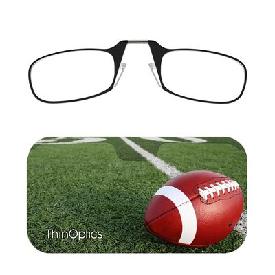 Always With You ThinOptics Readers - Armless On-Nose Reading Glasses - Slim Printed Case Attaches to Phone or Fits in Wallet - Football 1.0x