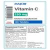 AmeriCan Goods Major Vitamin C 100 Tablets 250mg Dietary Supplement for Adults Tablets Vitamin-C (as Ascorbic Acid) Free Gluten & Lactose view 2