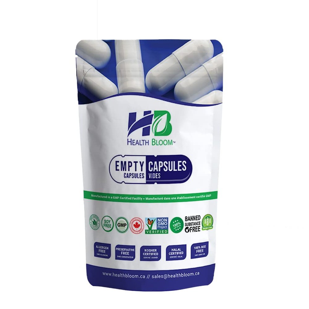 Health Bloom Inc. Empty Vegetable Capsules Size 3 Natural, 1000 Count