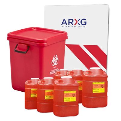 28gal (1PK) and 2gal (6PK) Mail-in Take Back Sharps Containers with Destruction Services for Safe & Environmentally-Responsible Needle Disposal | Home, Personal, Travel, and Professional Use