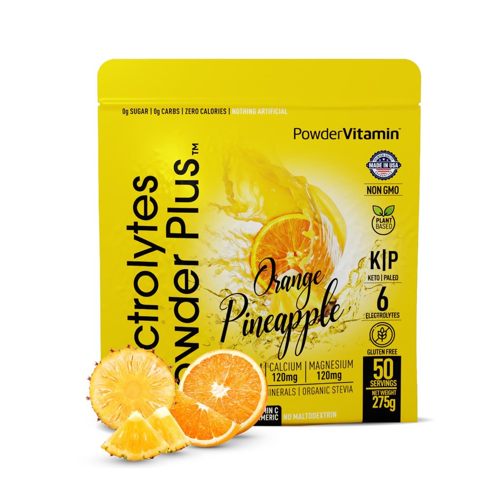 Electrolytes Powder Plus (50 Servings), 0 Calorie Keto, 0 Sugar, No Maltodextrin,1000mg Potassium,120mg Calcium,120mg Magnesium, Hydration Powder (50 Servings, Orange Pineapple)