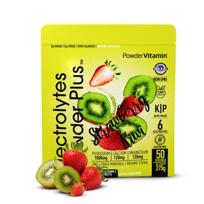 Electrolytes Powder Plus (50 Servings), 0 Calorie Keto, 0 Sugar, No Maltodextrin,1000mg Potassium,120mg Calcium,120mg Magnesium, Hydration Powder (50 Servings, Strawberry Kiwi)