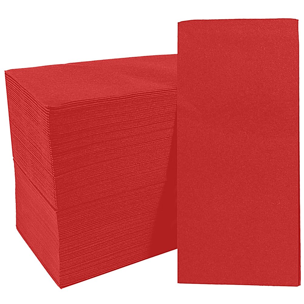 100 Pack Linen-Feel Red Napkins Disposable Guest Paper Valentines Red Hand Towels for Bathroom Soft Absorbent Dinner Paper Napkins Everyday Kitchen Cocktail Party Wedding