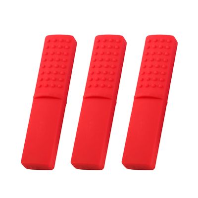Chewy Oral Tubes Tough Bar for People with ADHD, Autism, Biting Needs,Sensory Chew Toy,Oral Motor Chewy Teether Made from Food Grade Silicone for People with Aggressive Biting Habits (3 pcs red)