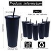 Ahongwenxi 30 Pack Halloween Black Plastic Cups with Lids and Straws, 24 oz Disposable Plastic Tumblers Iced Coffee Cups Travel Mug Cup for Juices Birthday Bachelorette Party Wedding (Black,24 oz) view 3