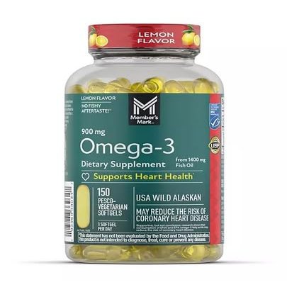 Generic Omega -3 900mg. Triple Strength Fish Oil Softgels, Lemon Flavor (150 ct).
